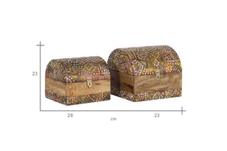 2 coffres de rangement en manguier - 28 x 23 x 23/33 x 28 x 28 cm
