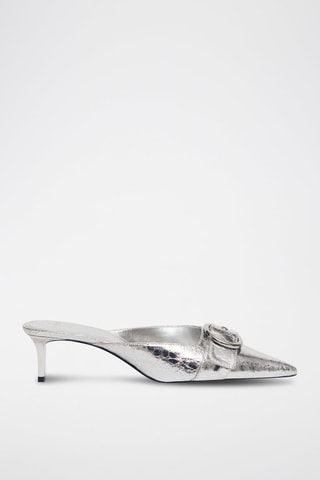Chaussures métallisées talon boucle - Argenté