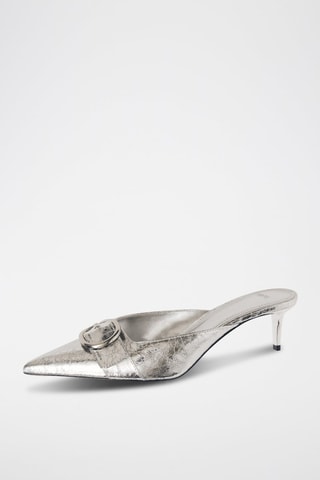 Chaussures métallisées talon boucle - Argenté