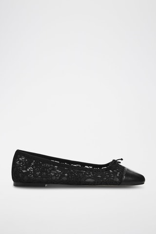 Ballerines noeud dentelle - Noir