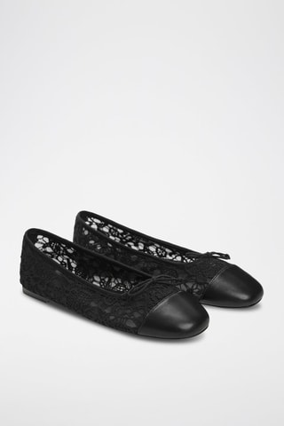 Ballerines noeud dentelle - Noir