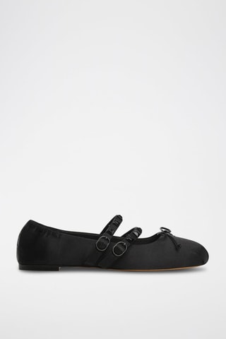 Ballerines satinées cloutées - Noir