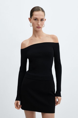 Pull maille épaules dénudées - Noir