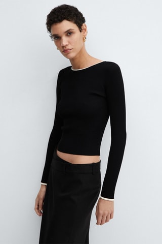 Pull-over liserés contrastants - Noir