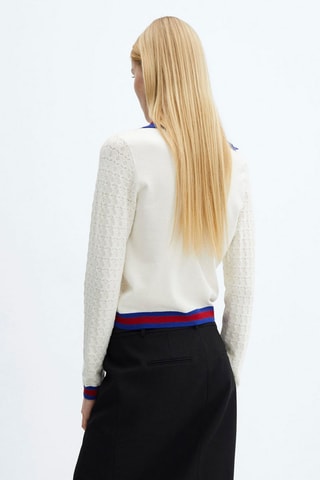 Pull-over maille col polo - Blanc cassé