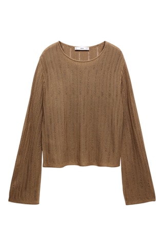 Pull-over maille lâche manches cloche - Marron moyen