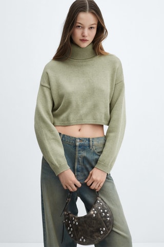 Pull-over maille col roulé - Kaki