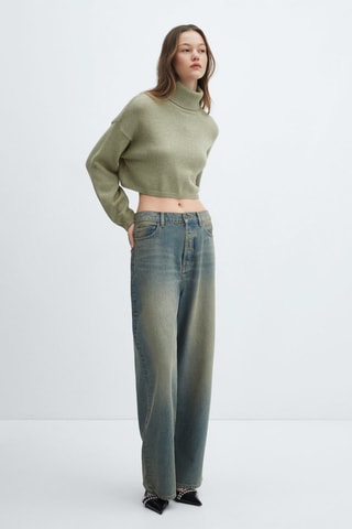 Pull-over maille col roulé - Kaki