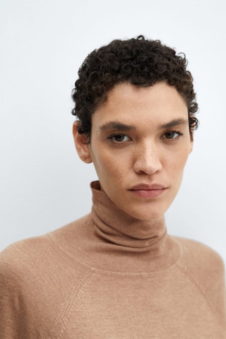 Pull-over maille fine col roulé - Marron moyen
