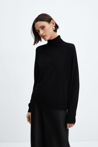 Pull-over maille fine col roulé - Noir