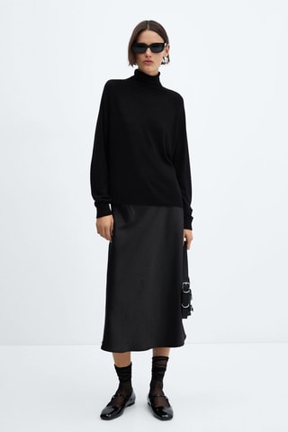 Pull-over maille fine col roulé - Noir