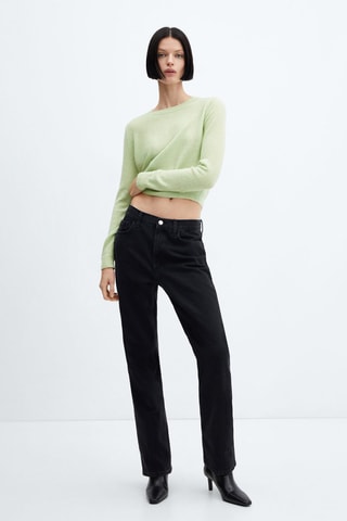 Pull-over maille col rond - Vert pastel