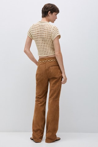 Pull-over ajouré manches courtes - Beige