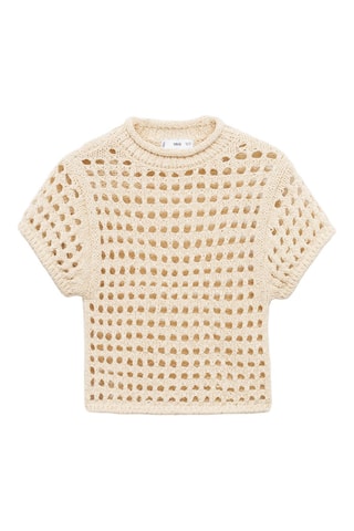 Pull-over ajouré manches courtes - Beige