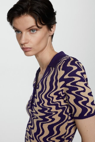 Pull-over maille col polo - Violet