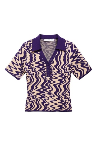 Pull-over maille col polo - Violet