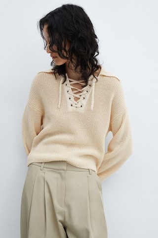 Pull-over col V cordon - Ecru