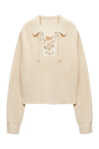Pull-over col V cordon - Ecru