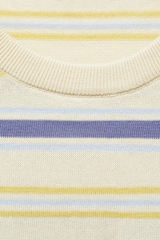 Pull-over rayé col rond - Ecru