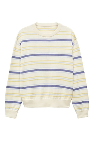 Pull-over rayé col rond - Ecru