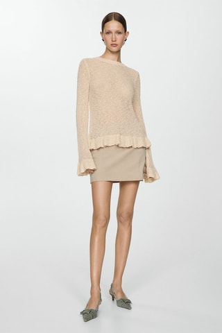 Pull-over bords volantés - Beige