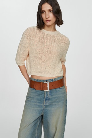 Pull-over 100% coton manches courtes - Beige