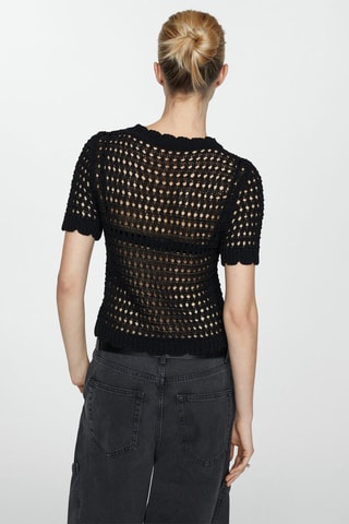 Pull-over maille détail ajourés - Noir