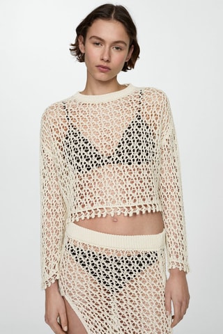 Pull-over crochet coton - Blanc