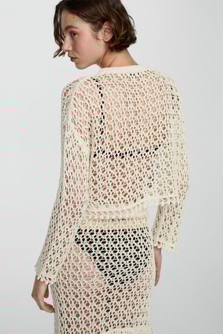 Pull-over crochet coton - Blanc