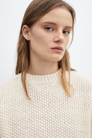 Pull-over maille coton lin col rond - Ecru