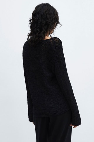 Pull maille col bateau  - Noir