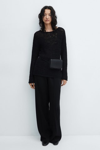 Pull maille col bateau  - Noir