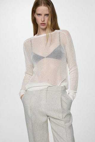 Pull-over semi-transparent maille - Blanc