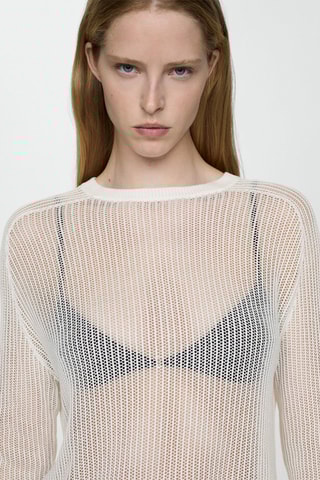 Pull-over semi-transparent maille - Blanc