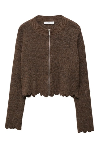 Cardigan maille fermeture éclair - Marron