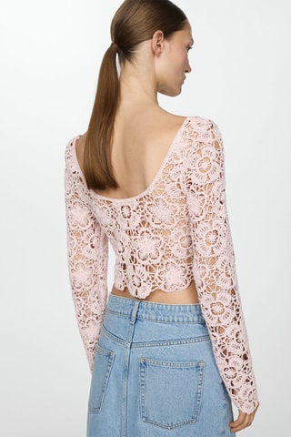 Pull-over court crochet - Rose pastel