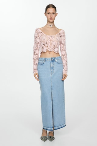 Pull-over court crochet - Rose pastel