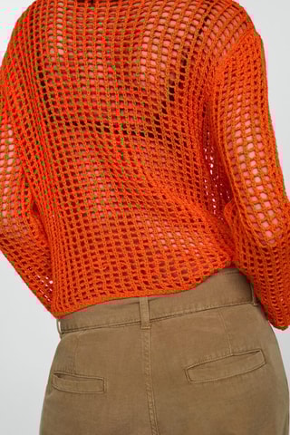 Pull en maille ajourée - Orange