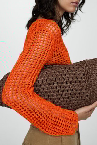 Pull en maille ajourée - Orange
