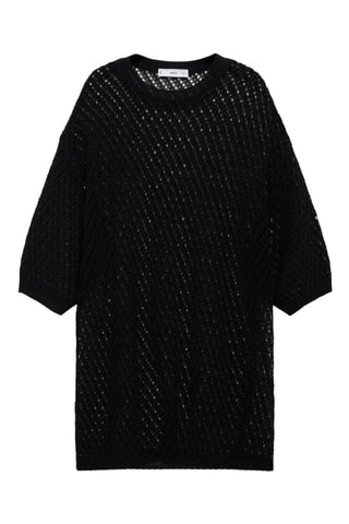 Pull-over crochet manches courtes - Noir
