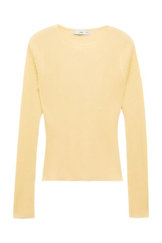 Pull-over maille côtelée fine - Jaune