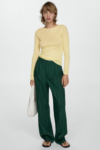 Pull-over maille côtelée fine - Jaune