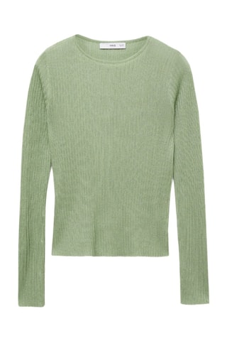 Pull-over maille côtelée fine - Vert pastel