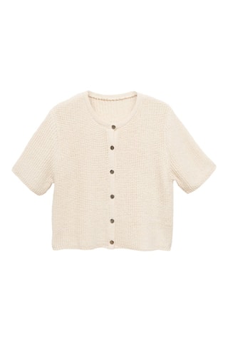Cardigan maille manches courtes - Écru