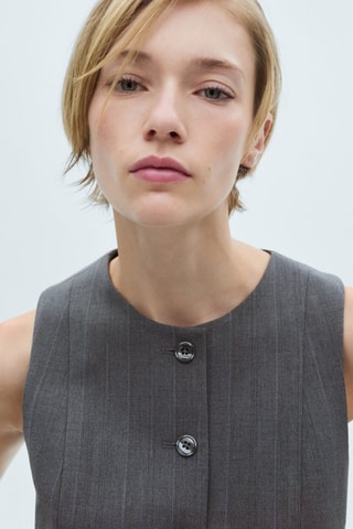 Gilet de costume à fines rayures - Gris