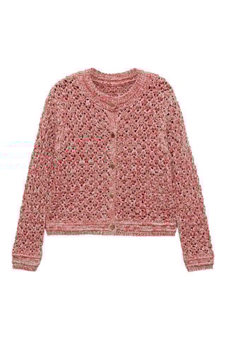 Cardigan ajouré chiné Lurex - Rouge et blanc