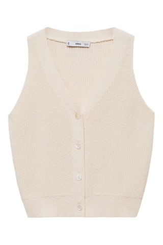 Gilet maille côtelée - Blanc cassé