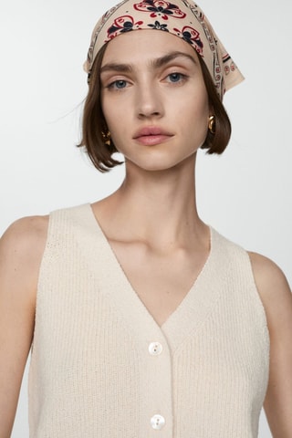 Gilet maille côtelée - Blanc cassé