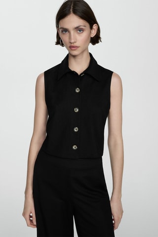 Gilet col chemise - Noir