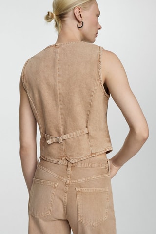 Gilet jean coutures - Beige